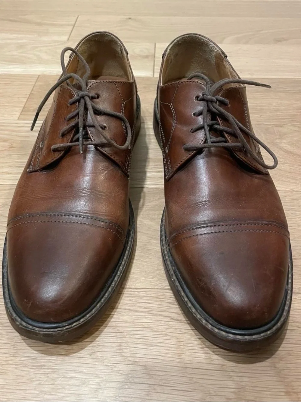 Johnston & Murphy Brown Leather Cap-Toe Derbys